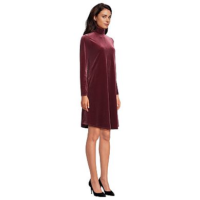 Women's Lands' Long Sleeve Velvet Turtleneck Dress