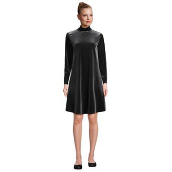 Women's Lands' End Long Sleeve Velvet Turtleneck Dress