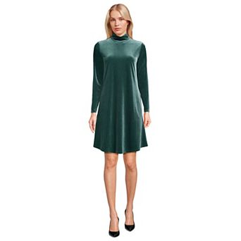 Women's Lands' End Long Sleeve Velvet Turtleneck Dress