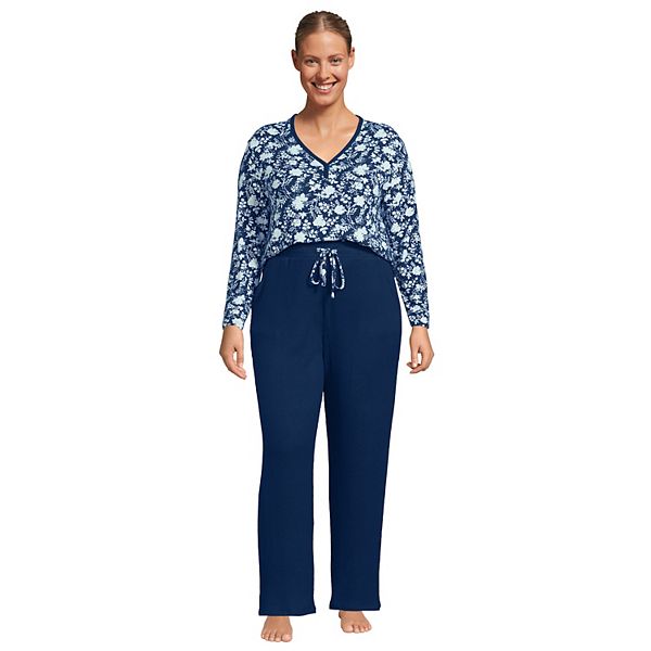 Plus Size Lands' End Women's Cozy Long Sleeve Pajama Top and Pajama