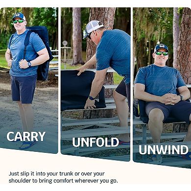 Alpcour Wide Heated Massage Reclining Stadium Seat - Waterproof Foldable Camping Chair with Extra Thick Padding and Wide Back Support