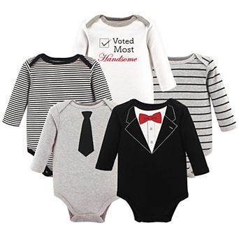Baby Boy Cotton Long-Sleeve Bodysuits 5 pk