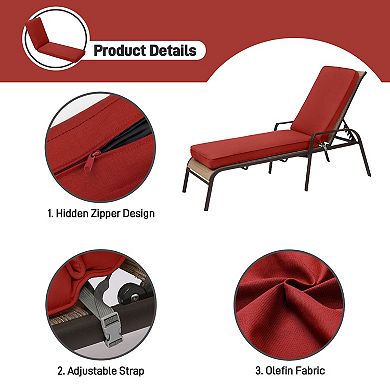 Aoodor Patio Chaise Lounger Cushions Set of 2, Water-Resistant, 72x21x3 Inches(Only Cushions)