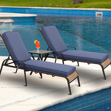 Aoodor Patio Chaise Lounger Cushions Set of 2, Water-Resistant, 72x21x3 Inches(Only Cushions)