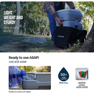 Alpcour Compact Portable Toilet 5.3 Gallon Indoor & Outdoor Commode with Piston Pump Flush and Washing Sprayer