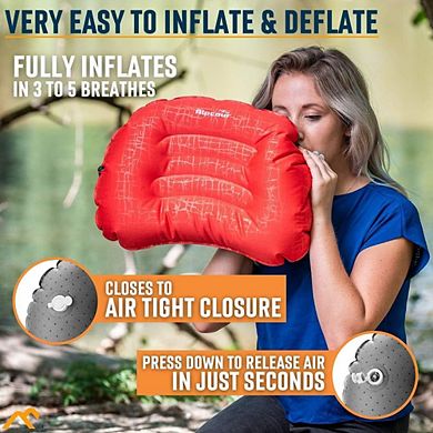 Alpcour Ultralight Inflatable Camping Pillow - Compact Travel Essential with Carry Case