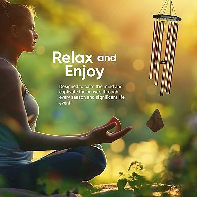 Nature's Melody Premiere Grande Wind Chimes - 6-Tube E Pentatonic Scale Outdoor Windchime