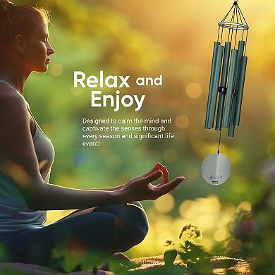Nature's Melody Aureole Tunes Wind Chimes - 6-Tube Outdoor Windchime, B Pentatonic Scale - 28 Inch