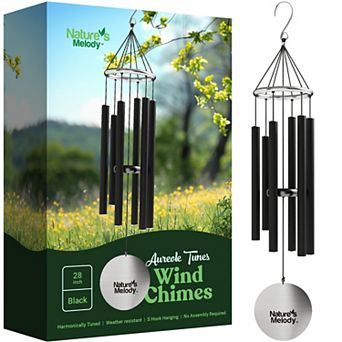 Nature's Melody Aureole Tunes Wind Chimes - 6-Tube Outdoor Windchime, B Pentatonic Scale - 28 Inch