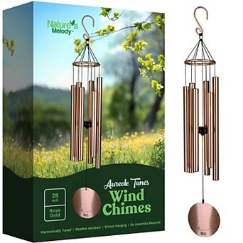 Nature's Melody Aureole Tunes Wind Chimes - 6-Tube Outdoor Windchime, B Pentatonic Scale - 28 Inch