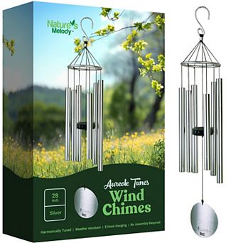 Nature's Melody Aureole Tunes Wind Chimes - 6-Tube Outdoor Windchime, B Pentatonic Scale - 28 Inch