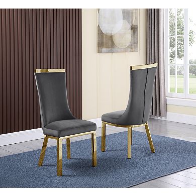 Best Quality Furniture Upholstered Dining Chair with Gold Stainless Steel (Set of 2)