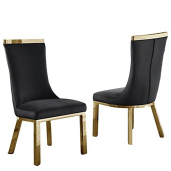 Best Quality Furniture Upholstered Dining Chair with Gold Stainless Steel (Set of 2)
