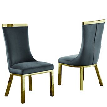 Best Quality Furniture Upholstered Dining Chair with Gold Stainless Steel (Set of 2)