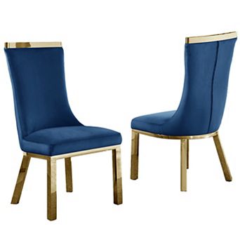 Best Quality Furniture Upholstered Dining Chair with Gold Stainless Steel (Set of 2)
