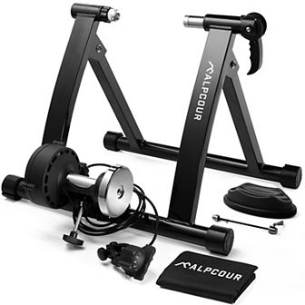 Alpcour Indoor Magnetic Bike Trainer Stand - Stainless Steel, 6 Resistance Settings