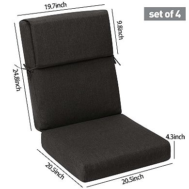 Aoodor Patio High Back Chair Cushions Set of 4,  46x21x4 Inches(Only Cushions)