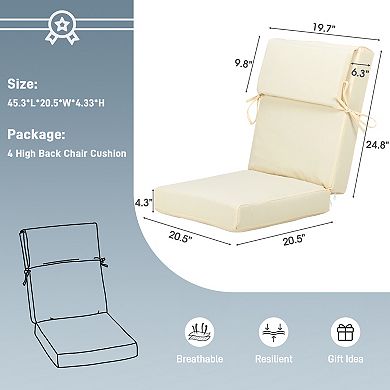 Aoodor Patio High Back Chair Cushions Set of 4, 46x21x4 Inches(Only Cushions)