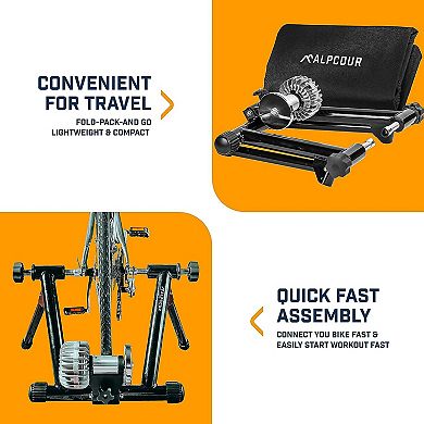 Alpcour Indoor Fluid Bike Trainer Stand - Portable, Stainless Steel, Dual-Lock System