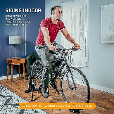 Alpcour Indoor Fluid Bike Trainer Stand - Portable, Stainless Steel, Dual-Lock System