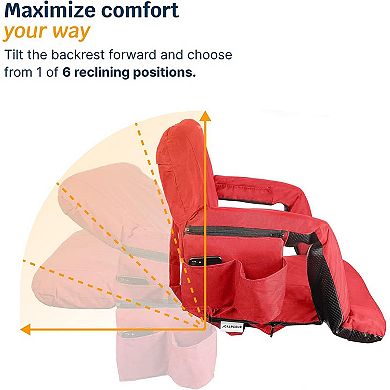 Alpcour Wide Reclining Stadium Seat - Waterproof Foldable Camping Chair with Extra Thick Padding and Wide Back Support