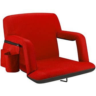 Alpcour Wide Reclining Stadium Seat - Waterproof Foldable Camping Chair with Extra Thick Padding and Wide Back Support