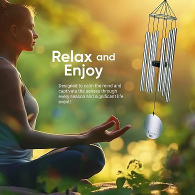 Nature's Melody Aureole Tunes Wind Chimes - 6-Tube Outdoor Windchime, E Pentatonic Scale - 36 Inch