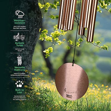 Nature's Melody Aureole Tunes Wind Chimes - 6-Tube Outdoor Windchime, E Pentatonic Scale - 36 Inch