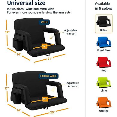 Alpcour 25-Inch Extra-Wide Reclining Stadium Seat - Waterproof Foldable Camping Chair with Extra Thick Padding and Wide Back Support