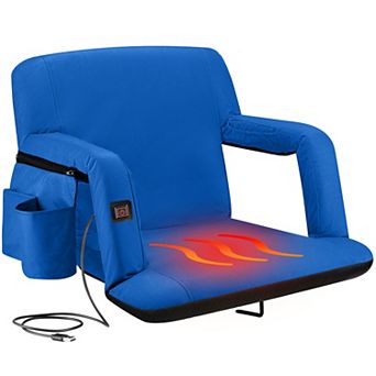 Alpcour 25-Inch Extra-Wide Heated Reclining Stadium Seat - Waterproof Foldable Camping Chair with Extra Thick Padding and Wide Back Support