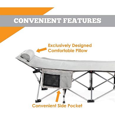 Alpcour XL Compact Folding Camping Bed - Steel Frame, Polyester, 500 Lbs Capacity