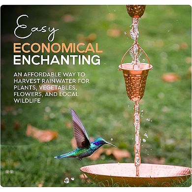 Marrgon 11" Copper Anchoring Basin - Hammered Metal Bowl for Rain Chain Downspouts