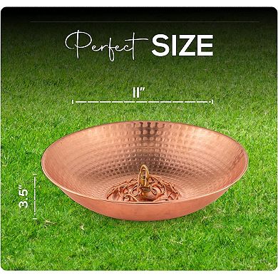 Marrgon 11" Copper Anchoring Basin - Hammered Metal Bowl for Rain Chain Downspouts