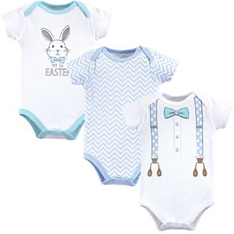 Little Treasure Baby Boy Cotton Bodysuits 3 pk Boy First Easter, 0-3 Months