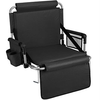 Alpcour Stadium Seat - Foldable, Padded Bleacher Chair with Backrest, Armrest, Pockets, & Cup Holder
