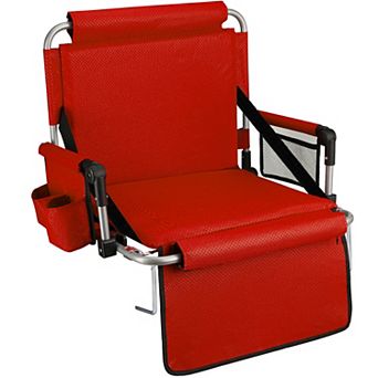 Alpcour Stadium Seat - Foldable, Padded Bleacher Chair with Backrest, Armrest, Pockets, & Cup Holder