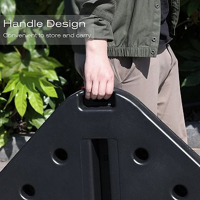 Aoodor Cantilever Offset Patio Umbrella Stand 4-Piece Set - 176lbs Capacity - Black
