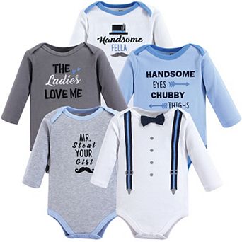 Infant Boy Cotton Long-Sleeve Bodysuits 5 pk