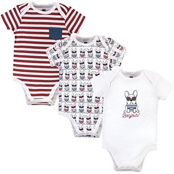 Hudson Baby Infant Boy Cotton Bodysuits 3 pk French Dog