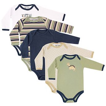 Luvable Friends Baby Boy Cotton Long-Sleeve Bodysuits 5 pk Dinosaur