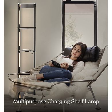 Brightech Aria 63" Shelf With Dimmable Led Lights And Wireless Charging Pad