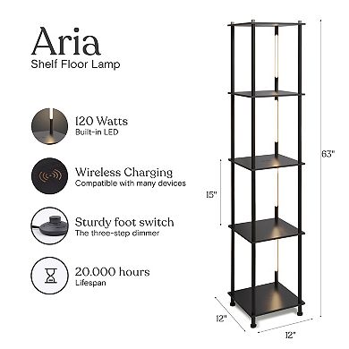 Brightech Aria 63" Shelf With Dimmable Led Lights And Wireless Charging Pad