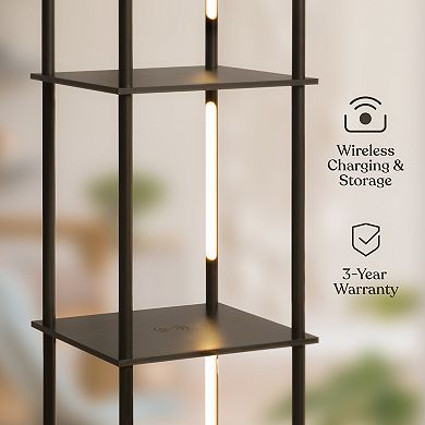 Brightech Aria 63" Shelf With Dimmable Led Lights And Wireless Charging Pad