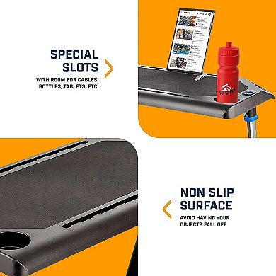 Alpcour Adjustable Bike Trainer Fitness Desk - Non-Slip Surface, Gadget Slots, and Lockable Wheels
