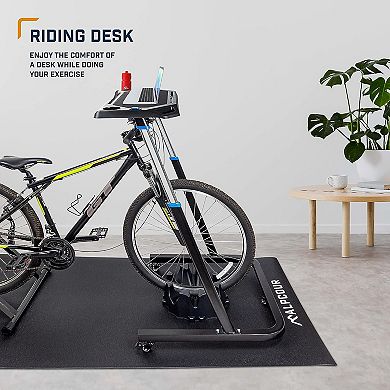 Alpcour Adjustable Bike Trainer Fitness Desk - Non-Slip Surface, Gadget Slots, and Lockable Wheels