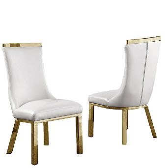 Best Quality Furniture Upholstered Dining Chair with Gold Stainless Steel (Set of 2)