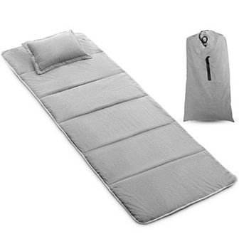 Alpcour Camping Cot Mattress Pad - 75x28" Corduroy Topper with Pillow & Carry Case