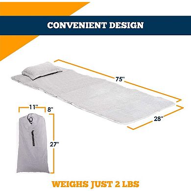 Alpcour Camping Cot Mattress Pad - 75x28" Corduroy Topper with Pillow & Carry Case