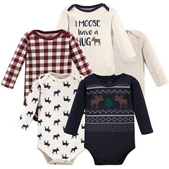 Little Treasure Baby Boy Cotton Long-Sleeve Bodysuits 5 pk Moose Sweater