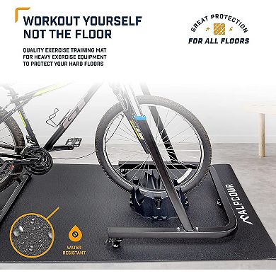 Alpcour 36"x78" Bike Trainer Mat - Water-Resistant, Anti-Slip, Noise Insulating Multipurpose Floor Protecto